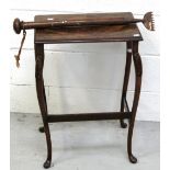 A small walnut side table on cabriole legs and a Victorian carpet stretcher (2).