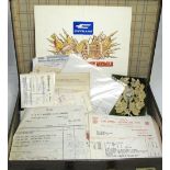 A small vintage suitcase containing a good quantity of mid 20th century receipts,