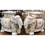 A pair of decorative ceramic elephants, height 44cm.