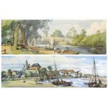 Two railway carriage prints, one depicting Maldon, Essex by Henry J Denham,