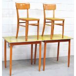 Two c.1950s retro formica kitchen tables and two matching kitchen chairs (4).