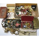 A quantity of vintage costume jewellery to include necklaces, brooches etc.