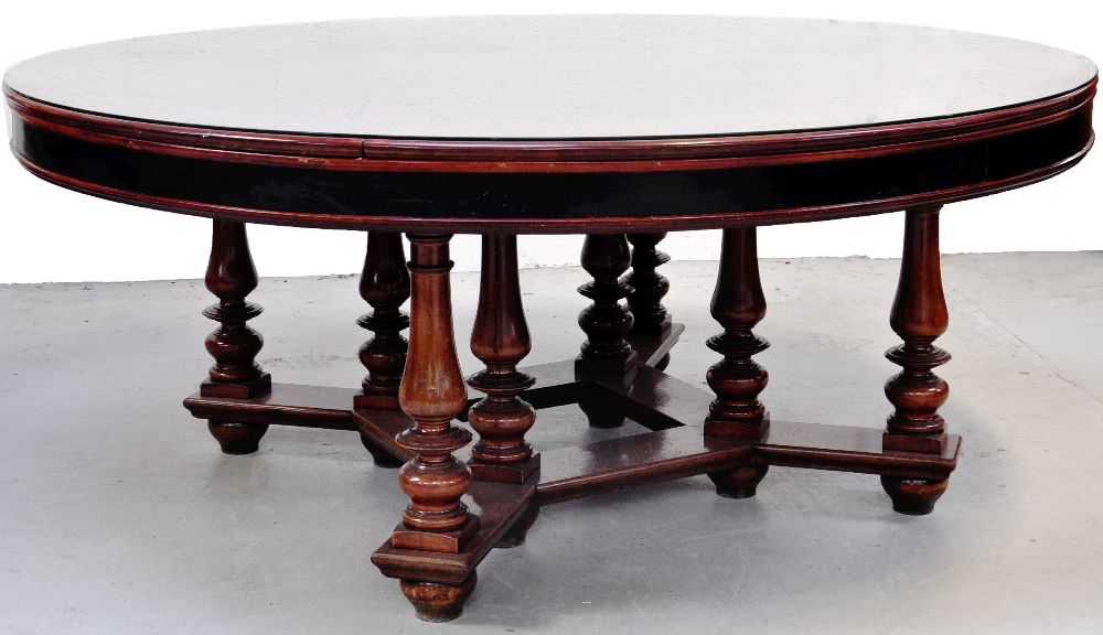 A late 19th century circular mahogany dining table supported on ring turned legs with six cane - Image 5 of 6