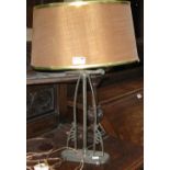 A painted standard lamp and a metal base table lamp (2).