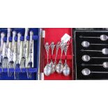 A cased set of six hallmarked silver teaspoons with coffee bean finials,