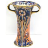 A circa 1904-1913 Macintyre Art Nouveau Florian ware Alhambra waisted twin handle cylindrical