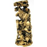 Tokyo School; a fine 19th century Japanese Meiji period carved ivory okimono,