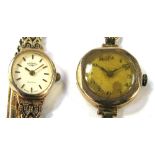 A Rotary 9ct gold ladies watch with link bracelet and a 9ct gold ladies watch with link bracelet,