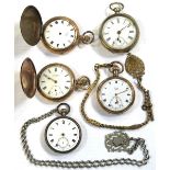 Five various silver plated open face pocket watches and full hunter watches to include Waltham