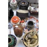 A collectors lot of Oriental pieces to include a Meiji period shallow bowl, a tea pot,