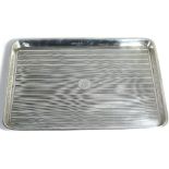 A George V hallmarked silver engine turned rectangular salver Birmingham 1918, length 28cm,