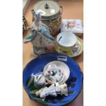 A small collectors lot of ceramics to include Continental lace figures,