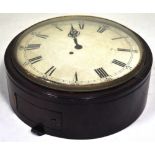 A late 19th early 20th century mahogany cased fusee wall clock, the dial set with Roman numerals,