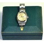 Rolex; a 1969 stainless steel Oysterdate precision gentlemans wristwatch, dial set with silvered