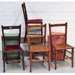 Four Edwardian cane seat bedroom chairs and two Lloyd Loom style linen boxes (6).