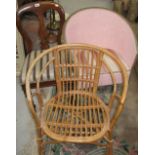 A wicker chair, a Lloyd Loom style chair and a mahogany balloon back chair (3).