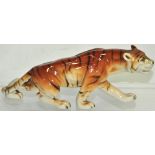 A Royal Dux figurine of a stalking Bengal tiger, with green factory mark to base.