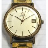 Omega; a 9ct gold automatic gentlemans wristwatch, the dial set with gilt batons, diameter 3.