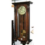 A late 19th century mahogany Vienna style wall clock,