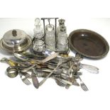 A small quantity of silver and silver plated items to include various cutlery,