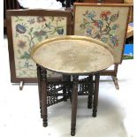 A needlework tilt-top table/fire screen,