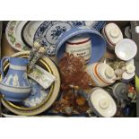 A quantity of ceramics to include Wedgwood Jasperware, Royal Doulton, Wade etc.