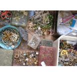A quantity of costume jewellery and loose beads.