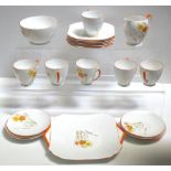 A Shelley floral decorated tea set of approximately 21 pieces.