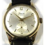 Timor; a 9ct gold case gentlemans wristwatch,