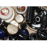 A quantity of modern Oriental vases and plates to include black and gilt Chokin vases etc.