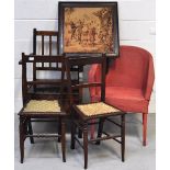 A mahogany commode, a Lloyd Loom style chair,