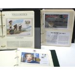 Three albums containing mainly commemorative sets to include "Lest We Forget", "Route To Victory",