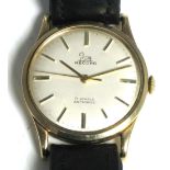 Record (Longines); a 9ct gold cased gentlemans wristwatch, dial set with gilt batons,