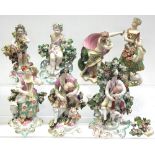 Seven various late 18th / early 19th century figurines to include Derby examples, one depicting