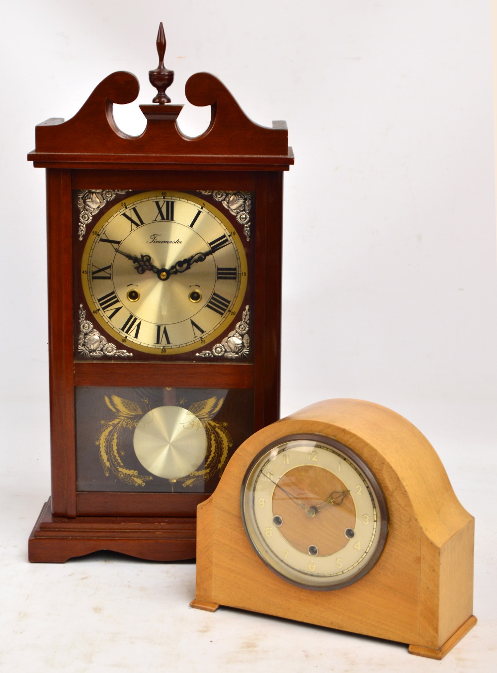 An Art Deco walnut cased Smiths eight day chiming mantel clock, height 22cm,