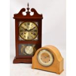 An Art Deco walnut cased Smiths eight day chiming mantel clock, height 22cm,