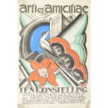JOHNARZ; a poster lithograph in colours "Arti et Amicitiae", an Art Deco Dutch poster c.