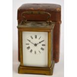 An early 20th century French brass cased carriage clock,