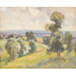 STANLEY HORACE GARDINER; oil on board, rural landscape, signed and dated '52, 40 x 50cm,