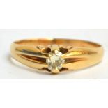 An 18ct yellow gold single stone diamond ring.