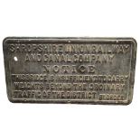 A cast iron rectangular sign for The Shropshire Union Railway and Canal Company,