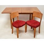 A 1950s "Fine Lady" folding dining table, raised on plain legs, width 90cm when closed,