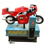 A child's Isle of Man racer fairground ride modelled as a BSA with 10p in the slot action