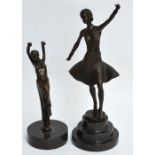 AFTER DH CHIPARUS; a bronze figure of an exotic dancer, raised on circular polished marble base,