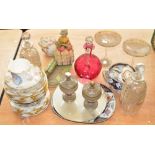A mixed lot to include a pair of Victorian opaque glass vases and covers,