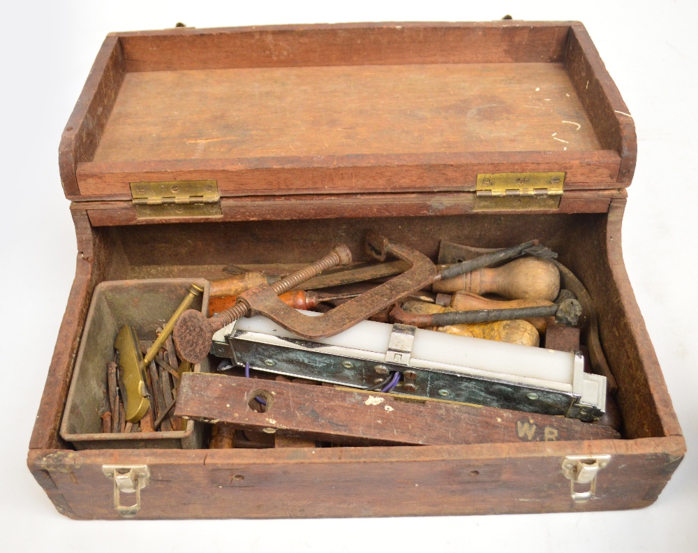 A mixed lot of vintage tools, including wooden handled screws, G-clamps, spirit levels, rulers, - Image 2 of 2