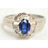 A platinum diamond and sapphire dress ring,