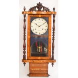 An early 20th century walnut and inlaid rectangular eight day wall clock,