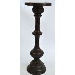 A bronzed metal jardinière stand, the stem and base decorated with birds and animals,
