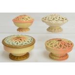 A small collection of Locke & Co. Worcester pot pourri bowls with reticulated tops, comprising a